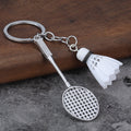 Badminton Tennis Racket Zinc Alloy Sports Souvenir Keychain Pendant