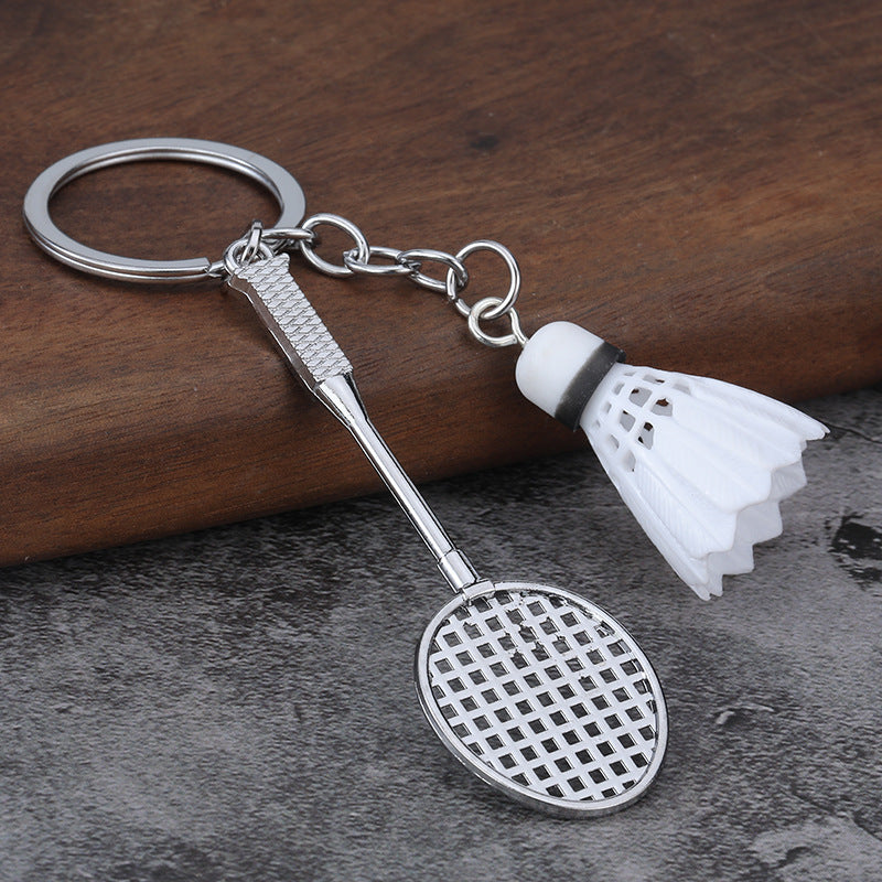 Badminton Tennis Racket Zinc Alloy Sports Souvenir Keychain Pendant
