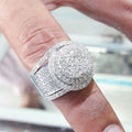 Gold and White Gold Tone Full Pave Round Cluster Ring 6-10 view 1