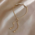 Gold Bamboo Crystal Bar Adjustable Slider Bracelet view 3