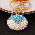 Round Pearl Handbag Keychains in Blue Red Pink and Random Color Option view 6