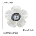 Grooved Petal Flower Brooch With Pearl Center in Gold or Silver view 7