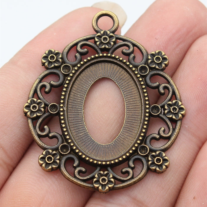 Two Finish Filigree Oval Pendant Setting Metal Jewelry Making Component