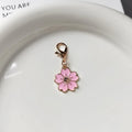 Enamel Cherry Blossom Keychain Charms Gold Clasp 5 Colors view 7