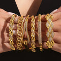Stainless Steel Zircon Clasp Bangles Twist Lattice Chain Styles view 2