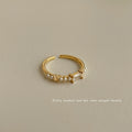 Gold Tone Clear Stone Row And Star Accent Open Adjustable Ring view 4