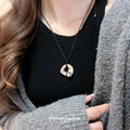 Black Cord Hollow Double Heart Pendant Necklace Styles view 4