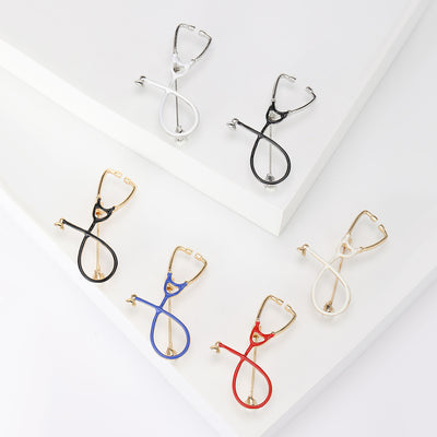Slender Stethoscope brooch shown from the front
