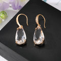 Gold Tone Faceted Crystal Teardrop Hook Earrings in Seven Colors view 5