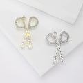 Rhinestone Scissors Brooch with Pearl Beaded Handles view 1