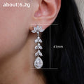 White Gold Marquise Flower Cascade Pear Drop Earrings view 4