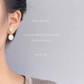 Iridescent Rose Stud Pearl Oval Drop Earrings Gold Frame view 2