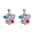 Multicolor Crystal Disc Cluster Tassel Stud Earrings view 5