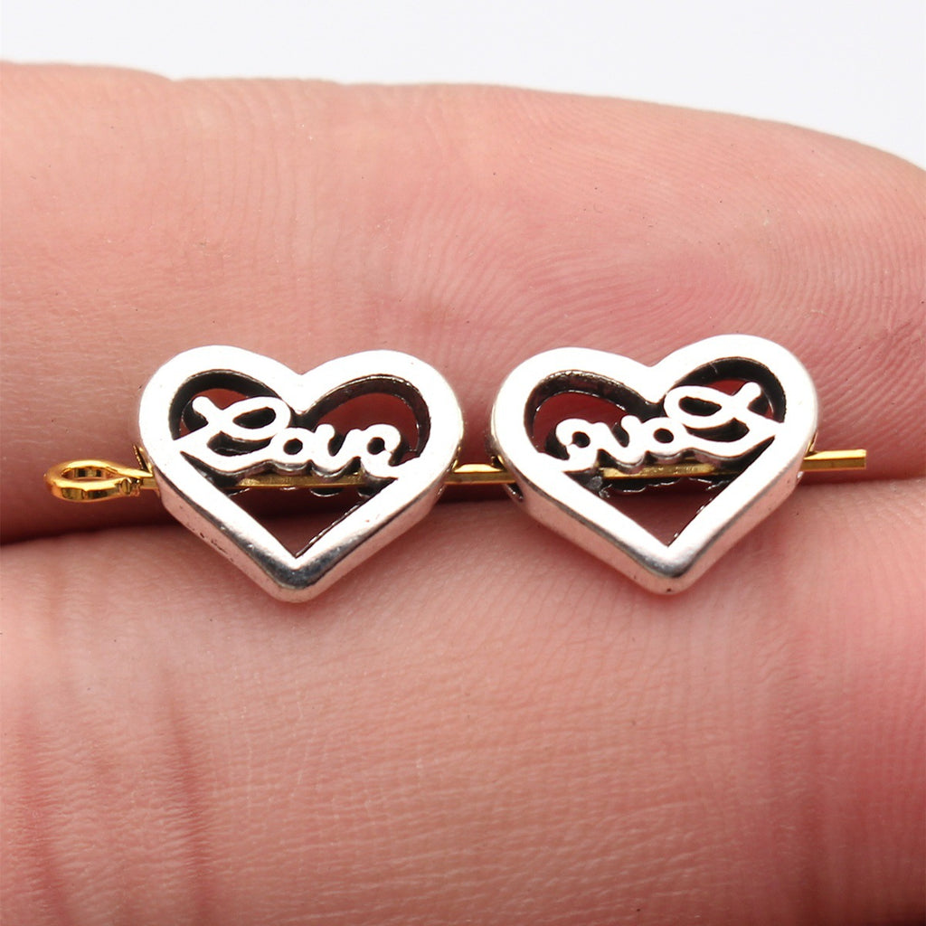 13x10mm 1.2g Antique Silver Zinc Alloy Love Heart Loose Metal Beads for DIY Bracelet Jewelry Making