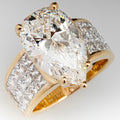Pear-Shaped Clear Solitaire Wide Band Ring In Gold Tone view 3