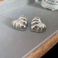 Textured Metal Heart and Leaf Stud Earrings in Two Finishes view 6