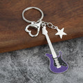Metal Guitar Keychain With Star Charm And Heart Clasp, 24 Styles view 6