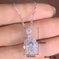 Silver Oval Marquise Halo Pendant Necklace Clear Stone view 5