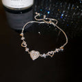 Silver Heart CZ Pull Adjustable Bracelet Shell Center view 6