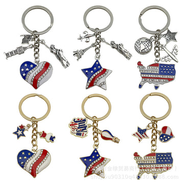 Heart Charm Keychains Featuring Blue Heart Across 22 Pictured Variations
