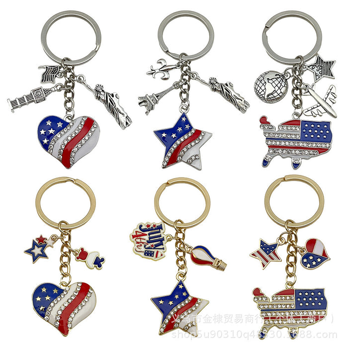 Heart Charm Keychains Featuring Blue Heart Across 22 Pictured Variations