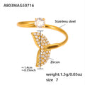 Ocean Zircon Open Rings Starfish Shell Fishtail Gold Steel view 6