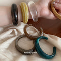 Wide Rounded Asymmetric Resin Open Cuff In Eleven Colors view 3