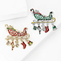 Enamel Sleigh Brooch With Five Christmas Charm Drops view 3