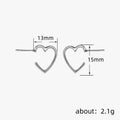 Silver Open Heart Outline Wire Stud Earrings Minimal Pair view 4
