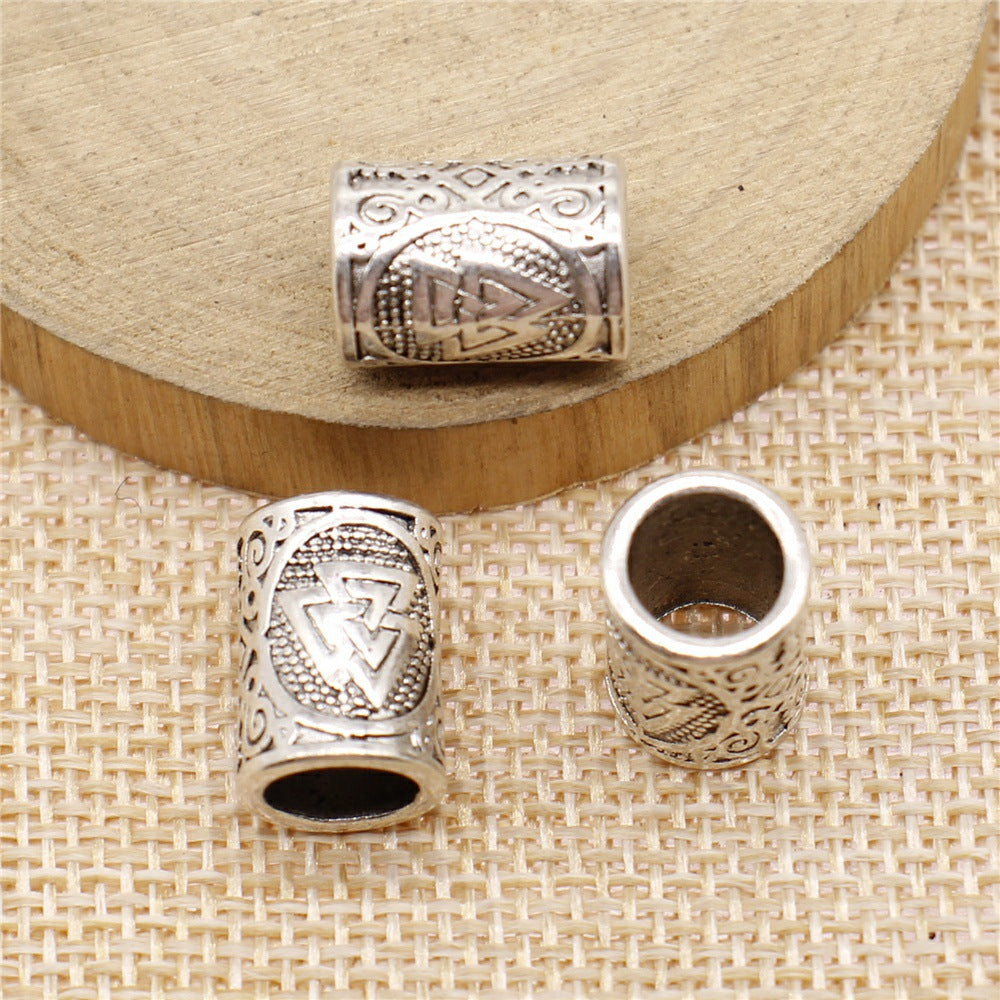 11x15mm 3.1g Antique Silver Zinc Alloy Viking Symbol Large Hole Beads for DIY Bracelet Necklace Making