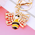 Four Mixed Jeweled Bee Keychains with Pink and Red Clasp Free Loops view 2