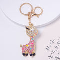 Rhinestone Giraffe Keychain Gold Metal Cute Animal Charm view 7