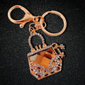 Crystal Evening Handbag Keychain with Large Amber Tone Center Stone view 3
