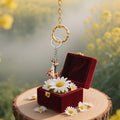 Skeleton Wedding Couple Wood Keychain Red Rose Charm view 4