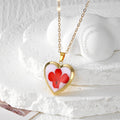 Gold Heart Locket Necklace Pressed Flower Photo Case 8 Styles view 2