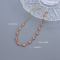 Pink Enamel Fish Charm Gold Link Bracelet Metal Alloy view 2