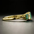 Green Rectangular And Round Five-Stone Slim Ring In Gold Tone view 3