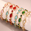 Gold Marquise Czech Glass Station Bracelets Multicolor Stones view 4