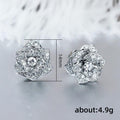 Camellia Flower Clear Pave Stud Earrings Two Tones view 5