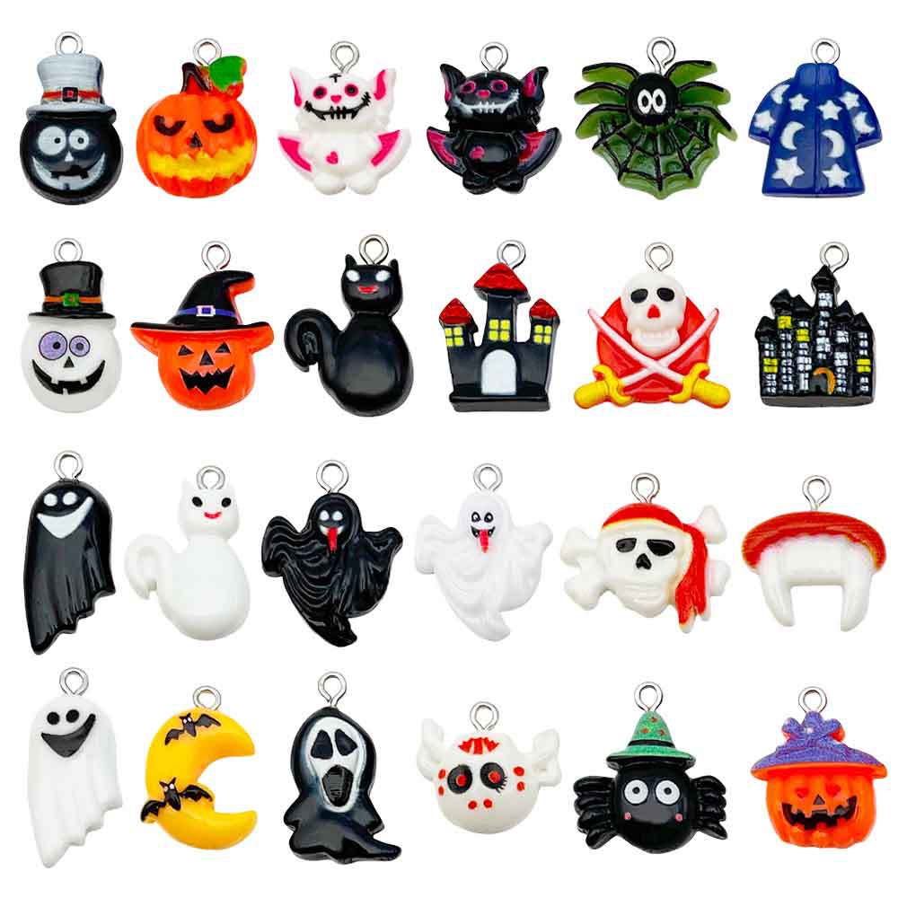 Resin Halloween Pumpkin Skull Ghost charm pendant for DIY bracelet necklace keychain