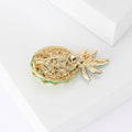Yellow Crystal Pineapple Brooch With Dark Green Leaves view 4