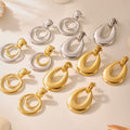 Polished Double Circle and Teardrop Drop Earrings Stainless view 4