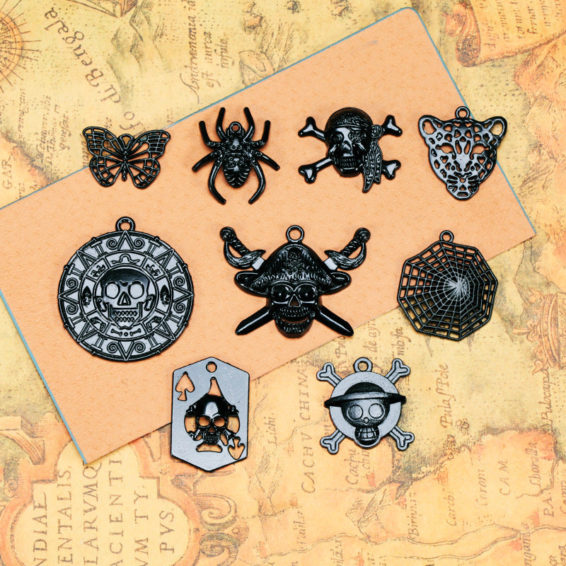 Black Electroplated Punk Skull and Animal Charm Pendants