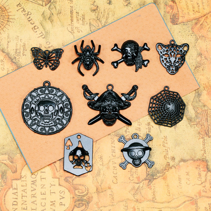 Black Electroplated Punk Skull and Animal Charm Pendants