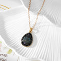 Gold Tone Teardrop Pressed Flower Pendant Necklaces in Five Designs view 3