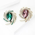 Gold Tone Teardrop Crystal Swirl Brooch Rhinestone Pin view 3