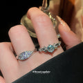Silver Zircon Open Rings Purple Leaf Blue Flower Styles view 3