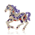 Enamel Rhinestone Running Horse Brooch Gold Tone Metal view 2
