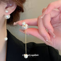 White Pearl Threader Drop Earrings For Women Jewelry view 1