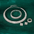 One to Five Row Four Piece Clear Look Jewelry Sets view 2